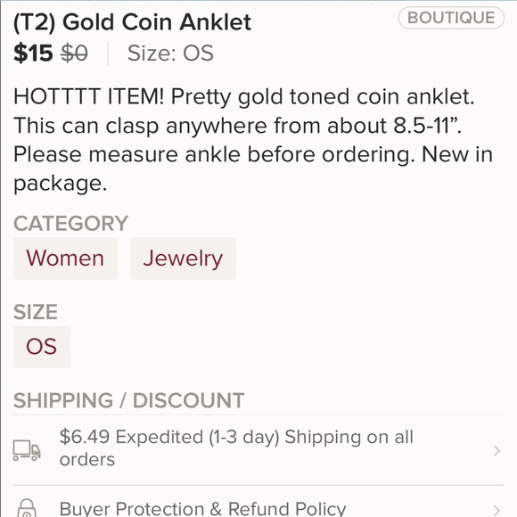 Gold Anklet - Picture 5 of 5